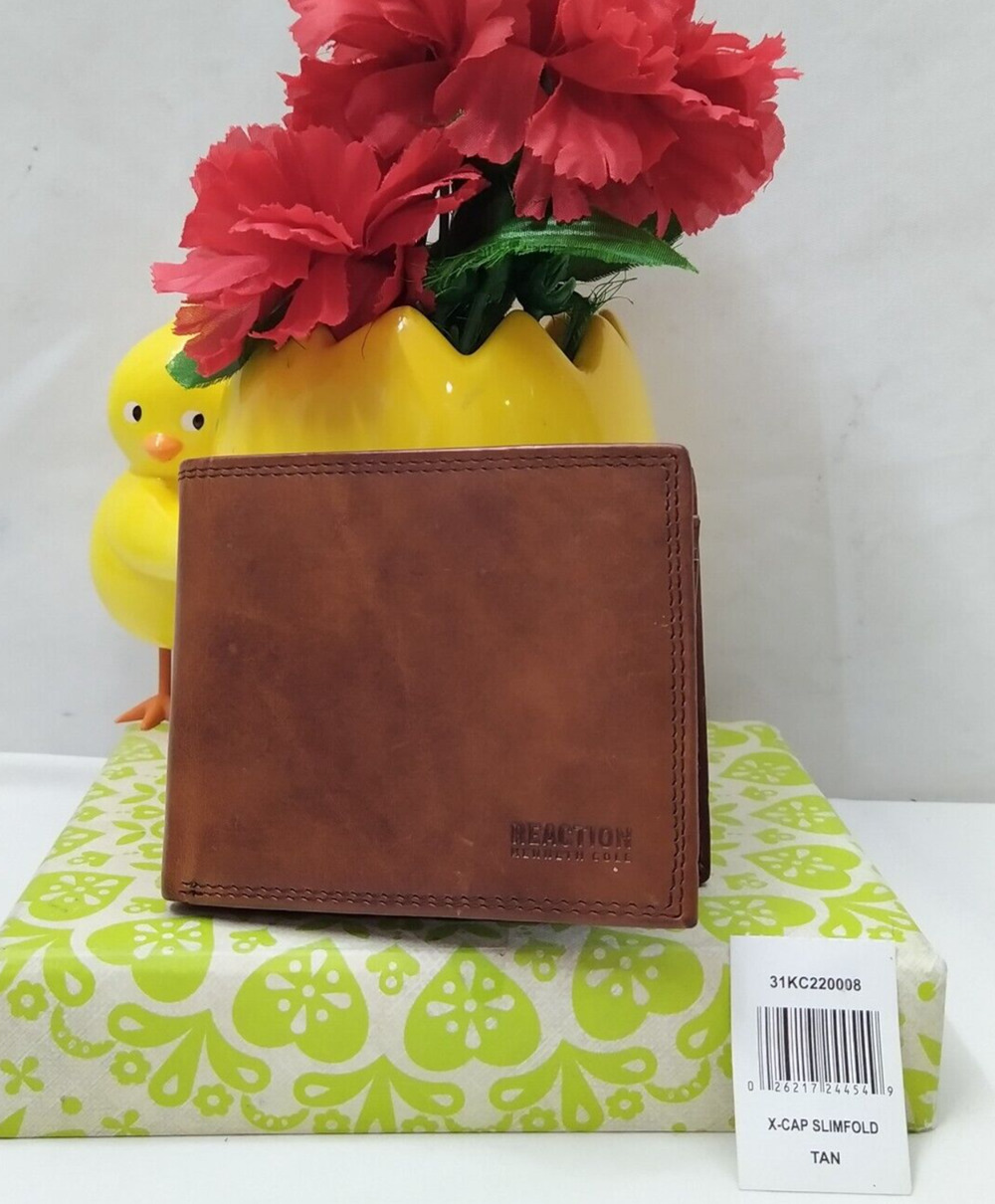 Kenneth Cole Reaction Brown Leather Credit Card Bifold Wallet - NEW
